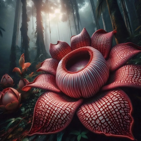 A giant rafflesia flower in bloom, Ai generated imageの写真素材