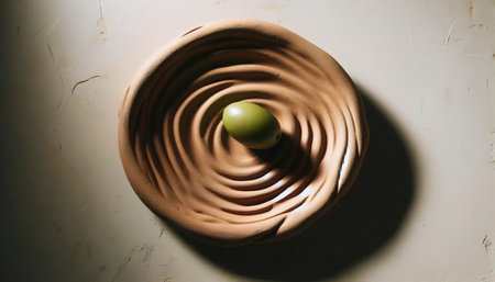 Irregular Clay Plate with Olive, Ai generated imageの写真素材