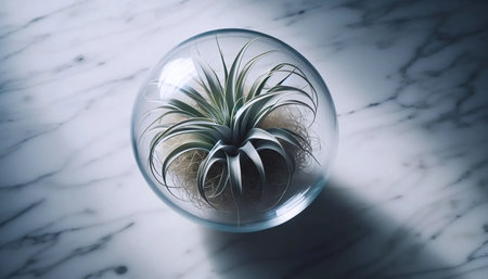 Air Plant in Glass Terrarium, Ai generated imageの写真素材