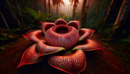 A giant rafflesia flower in bloom, Ai generated imageの写真素材
