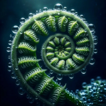 The Fibonacci in fern unfurling, Ai generated image