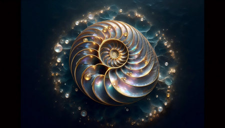 A nautilus shell Fibonacci, Ai generated imageの写真素材