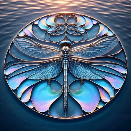 The Fibonacci in dragonfly wings, Ai generated imageの写真素材