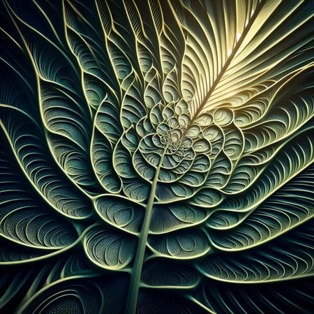The Fibonacci in palm leaf veins, Ai generated image