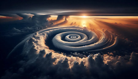 The Fibonacci in hurricane clouds, Ai generated image