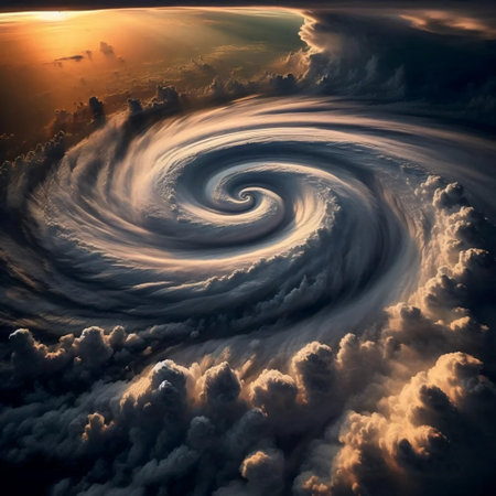 The Fibonacci in hurricane clouds, Ai generated imageの写真素材