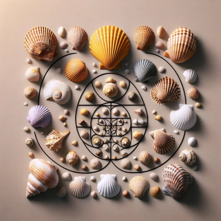 The Fibonacci in sea shell collection, Ai generated imageの写真素材