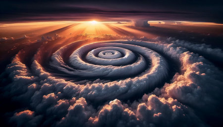 The Fibonacci in hurricane clouds, Ai generated imageの写真素材