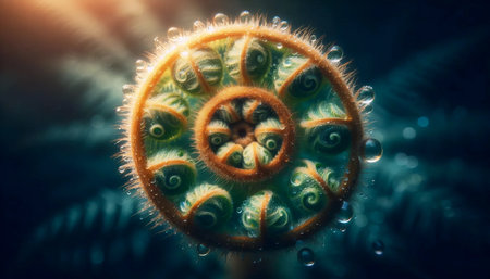 The Fibonacci in fern unfurling, Ai generated imageの写真素材