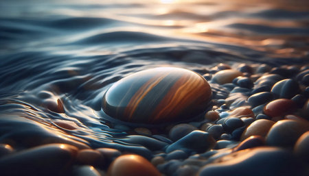 A river pebble close-up, Ai generated imageの写真素材