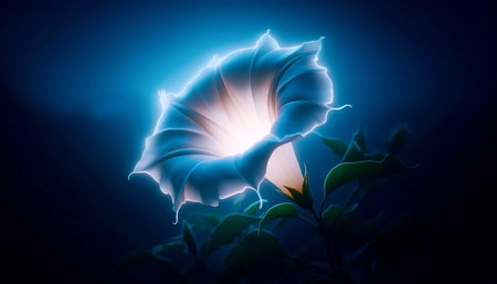 A Moonflower night bloom, Ai generated imageの写真素材