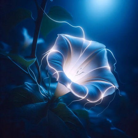 A Moonflower night bloom, Ai generated imageの写真素材
