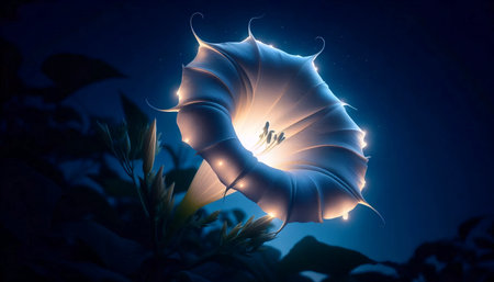 A Moonflower night bloom, Ai generated imageの写真素材