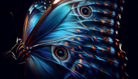 A blue morpho butterfly wing, Ai generated image