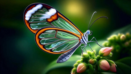 A glasswing butterfly in the wild, Ai generated imageの写真素材