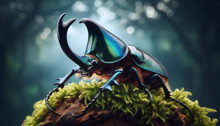 A Hercules beetle on a log, Ai generated imageの写真素材