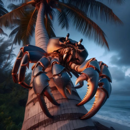 A coconut crab on beach, Ai generated imageの写真素材