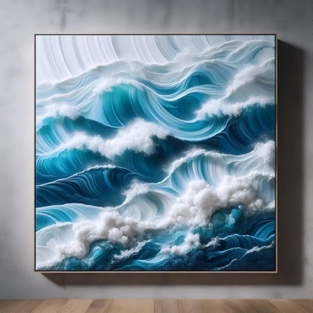 An epoxy resin ocean artwork, Ai generated image