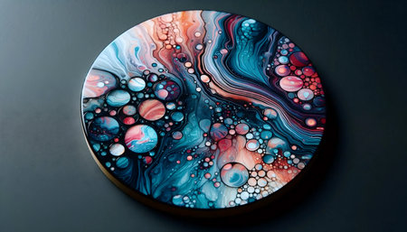 A resin coaster with abstract art, Ai generated imageの写真素材