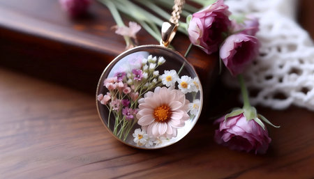 A resin floral encapsulation miniature, Ai generated imageの写真素材