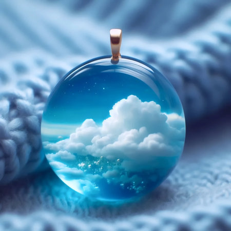 A resin pendant with sky and clouds, Ai generated image