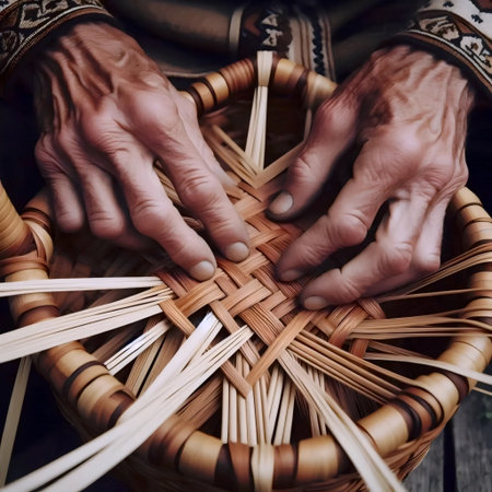 Basket weaving with reeds, Ai generated imageの写真素材