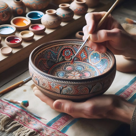 Folk-style glaze painting, Ai generated imageの写真素材
