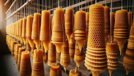 Beeswax candle dipping, Ai generated image