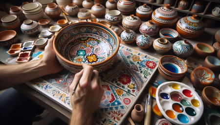 Folk-style glaze painting, Ai generated imageの写真素材