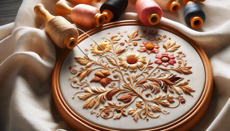 Embroidery Hoop Close-Up, Ai generated imageの写真素材