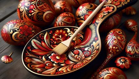 Khokhloma painting, Ai generated imageの写真素材