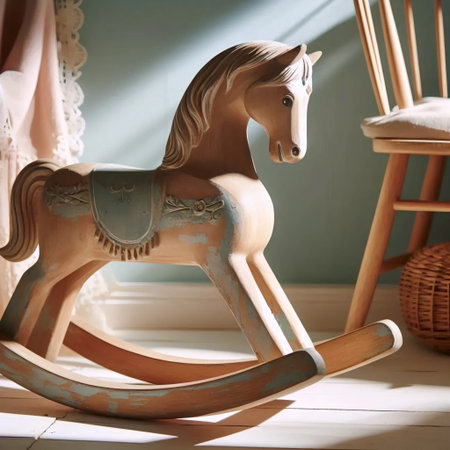 A vintage rocking horse, Ai generated imageの写真素材