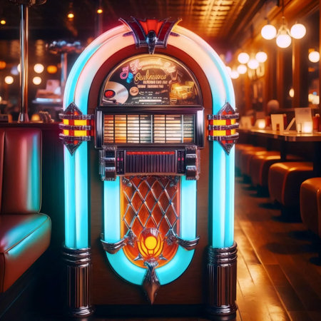 A retro jukebox from the 1950s, Ai generated imageの写真素材