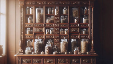 Vintage apothecary cabinet, Ai generated imageの写真素材