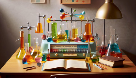 Retro chemistry set, Ai generated imageの写真素材