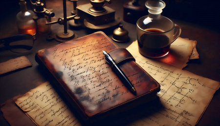 Retro laboratory notebook, Ai generated imageの写真素材