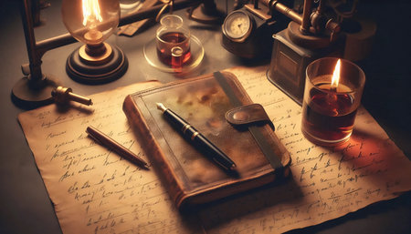 Retro laboratory notebook, Ai generated imageの写真素材