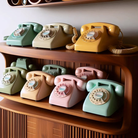 Retro rotary telephone collection, Ai generated imageの写真素材