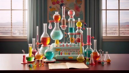 Retro chemistry set, Ai generated imageの写真素材