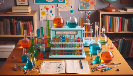 Retro chemistry set, Ai generated imageの写真素材