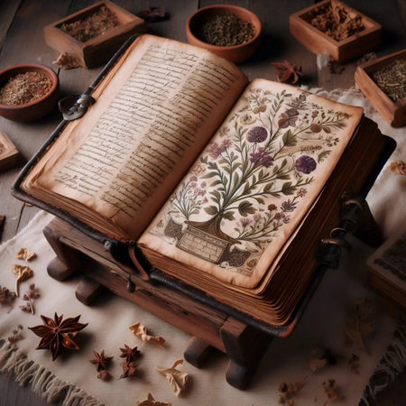 Antique apothecary spellbook, Ai generated imageの写真素材