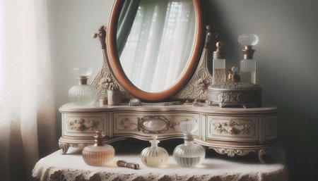 Old-Fashioned Dressing Table, Ai generated imageの写真素材
