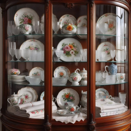 Antique China Cabinet, Ai generated imageの写真素材