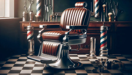 Retro barber equipment, Ai generated imageの写真素材