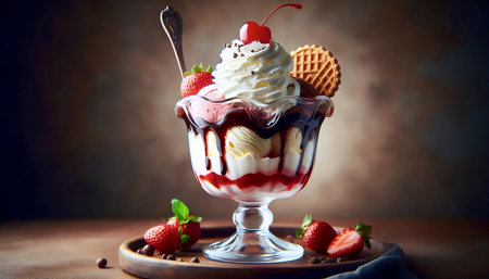 Vintage retro ice-cream, Ai generated image