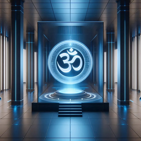 A sacred hindu religious Om symbol. An ancient symbol of awareness and enlightenment, Ai generated...