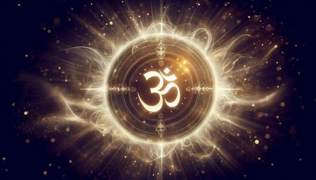 A sacred hindu religious Om symbol. An ancient symbol of awareness and enlightenment, Ai generated...