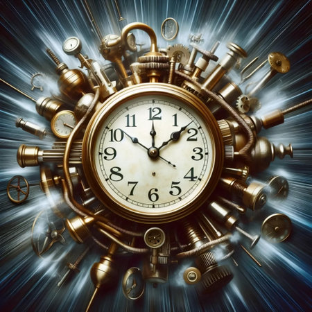 A clock with fast-moving hands, Ai generated image
