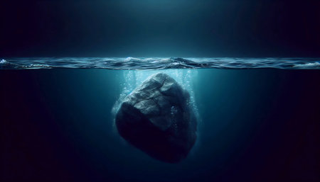 A sinking stone in water, Ai generated image