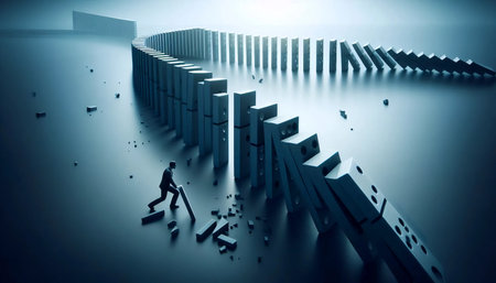 A fallen domino chain, Ai generated imageの写真素材